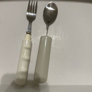Adaptive Grip Utensils (2-Piece Set)Ergonomic Spoon Angled Fork Accessibility OT